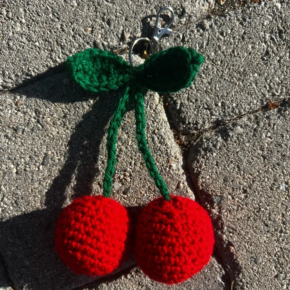 Hand Crocheted Cherries Keychain! - Picture 14 of 15